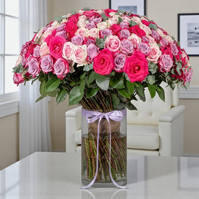 100 VIP Roses Vase