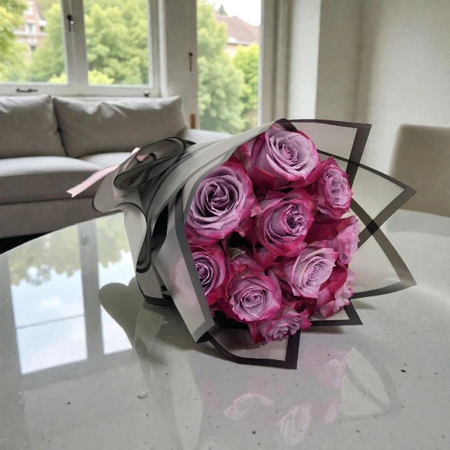 10 Purple Roses Bouquet