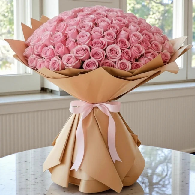 200 Pink Roses Bouquet