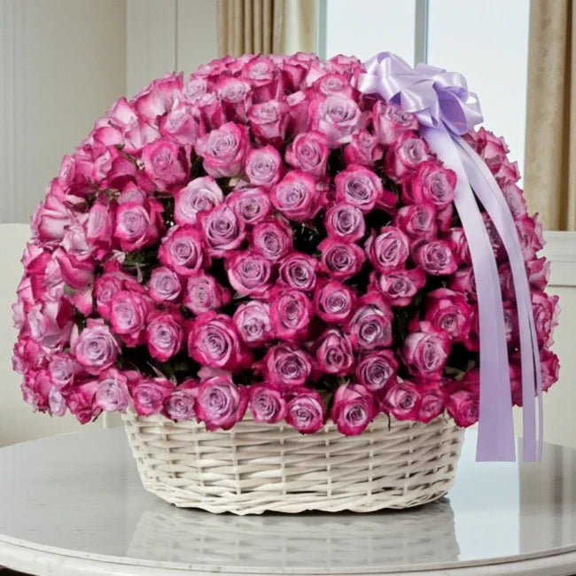 200 Purple Roses Basket