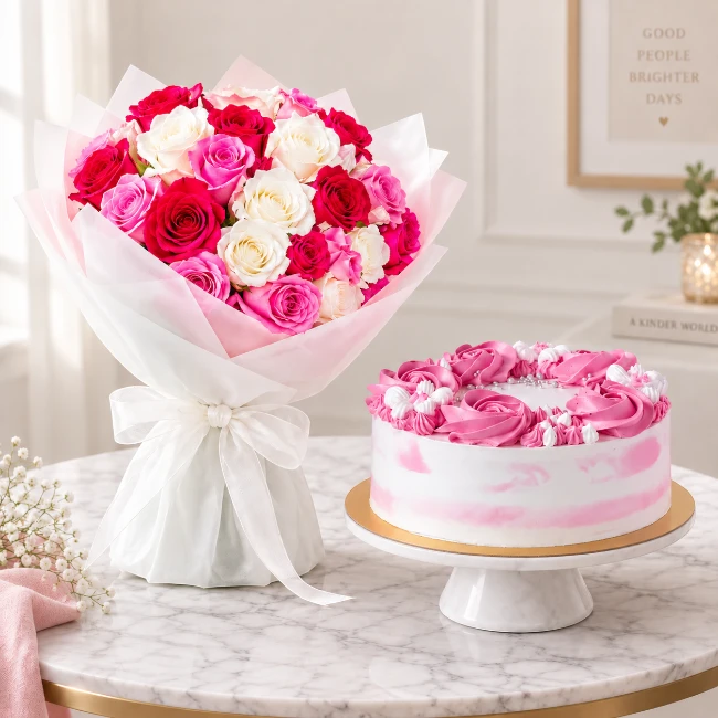 Blushing Roses Cake Delight