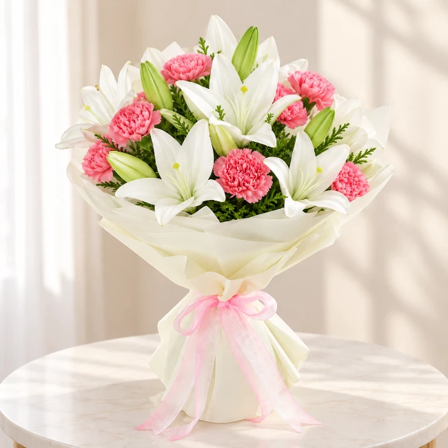 Elegant Lily Carnation Bouquet