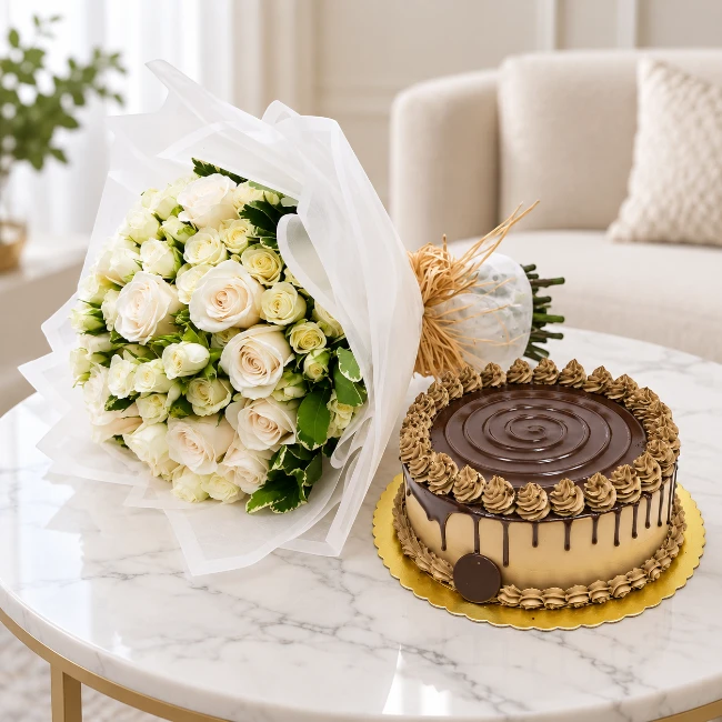 Ivory RosesChocolate Delight