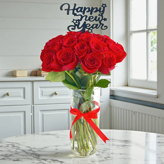 New Year Roses Vase