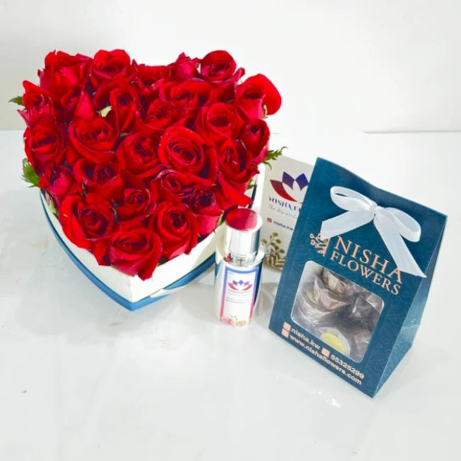 Red Roses Heart Combo