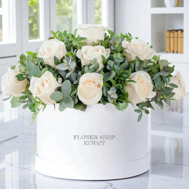 Valentine White Roses Box